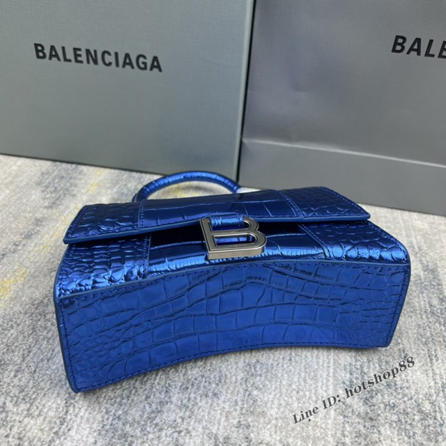 Balenciaga專櫃爆款新色xs號鱷魚紋Hourglass沙漏包 巴黎世家頂級原單手提肩背包 款號：8896 fyj1238